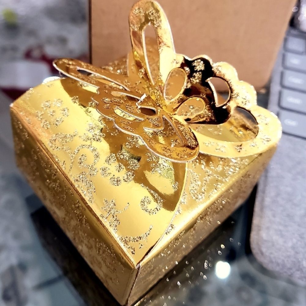 Mini Metallic Gold Butterfly Die cut Gift Boxes